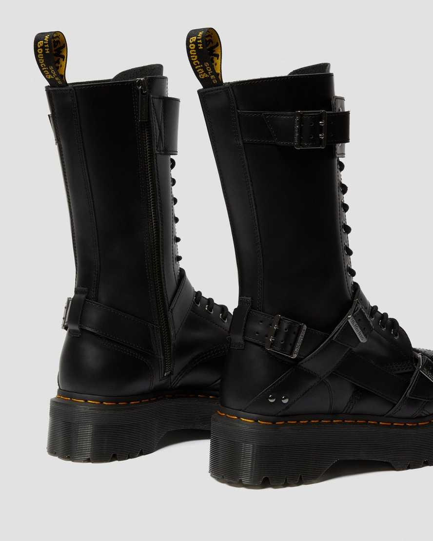 1914 Harness Leather Tall Lace Up Platform Boots in Black