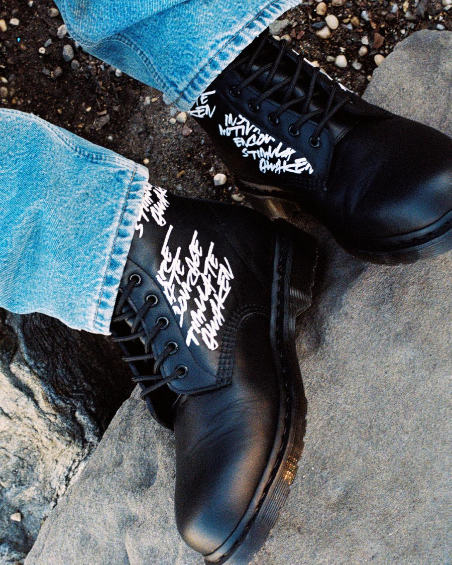 1460 FUTURA EMBROIDERED LEATHER LACE UP BOOTS