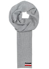 Grey ribbed-knit wool scarf