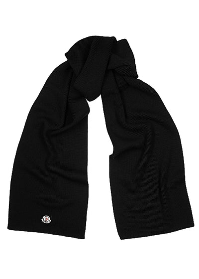 Black logo wool scarf