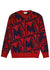 Red logo-intarsia wool jumper