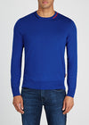 Blue fine-knit cotton jumper