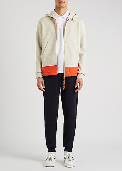 Panelled hooded cotton-blend sweatshirt