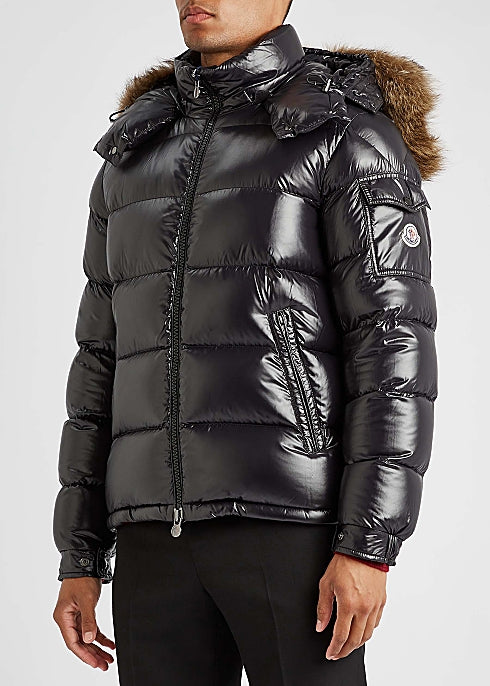 Maya black fur trimmed quilted shell jacket minebrooklyn