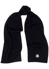 Navy logo ribbed wool scarf