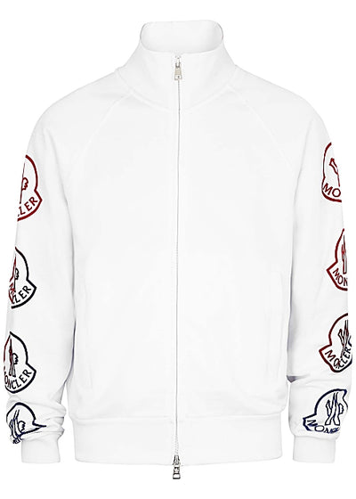 White logo-flocked cotton track jacket