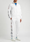 White logo-flocked cotton sweatpants