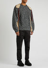 Black panelled wool-blend jumper