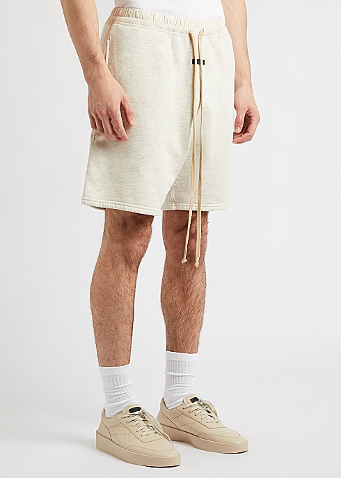 The Vintage cream mélange cotton shorts