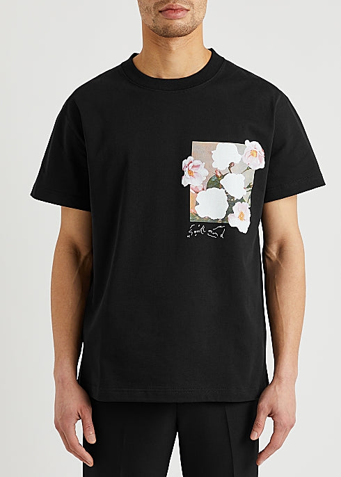 Flower Scribble black cotton T-shirt