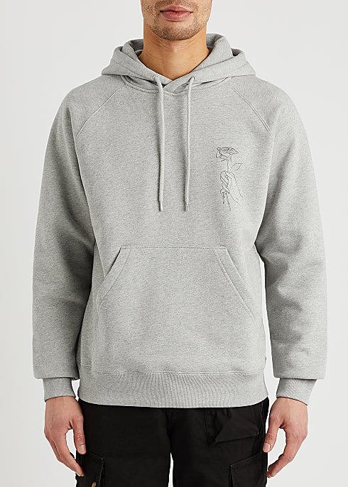 Grey melangé hooded cotton sweatshirt