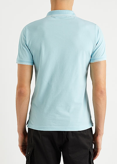 Light blue piqué cotton polo shirt
