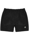 Black crinkled nylon shorts