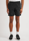 Black crinkled nylon shorts