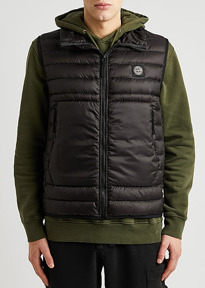 Black quilted shell gilet
