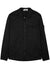 Black brushed stretch-cotton overshirt