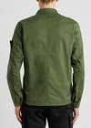 Green brushed stretch-cotton overshirt