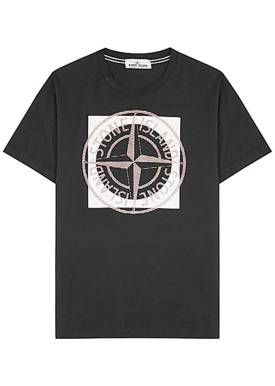 Grey logo-print cotton T-shirt