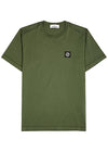 Green logo cotton T-shirt