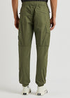 Green stretch-cotton cargo trousers