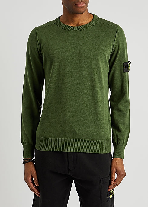 Army green logo cotton jumper