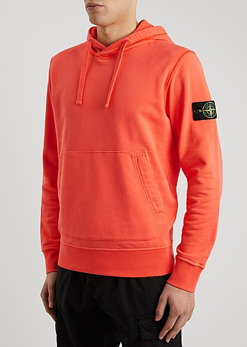 Orange logo hooded cotton sweatshirt