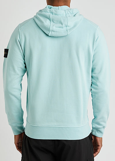 Light blue logo hooded cotton sweatshirt