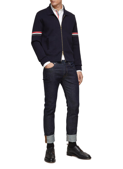 TRICOLOUR STRIPE DETAIL POLO BOMBER JACKET