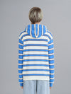 TRI-COLOURED STRIPED TERRY-KNIT HOODED SWEATER