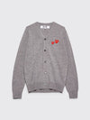 DOUBLE HEART KNITTED CARDIGAN GREY