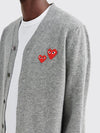 DOUBLE HEART KNITTED CARDIGAN GREY