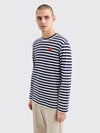 SMALL HEART LS T-SHIRT NAVY STRIPE