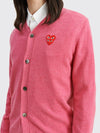 DOUBLE HEART KNITTED CARDIGAN PINK
